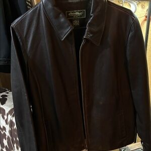 Eddie Bauer Men's Dark Brown Leather Jacket